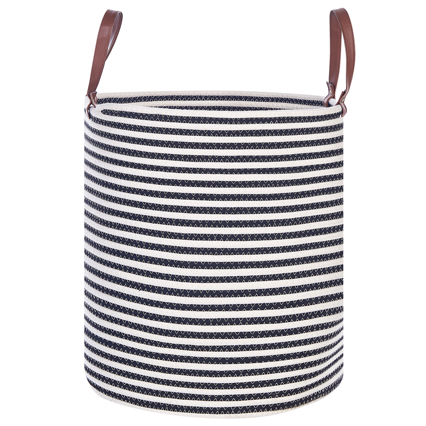 Cotton Storage Basket White Black Stripe Handmade With Handles