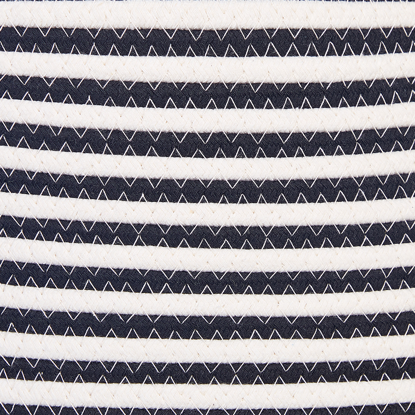 Cotton Storage Basket White Black Stripe Handmade With Handles