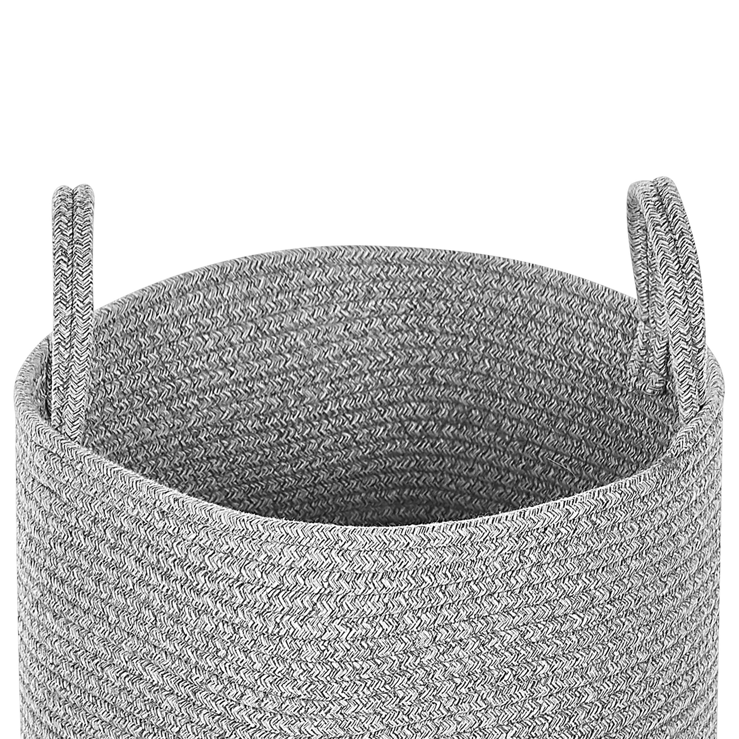 Handmade Grey Cotton Baskets Set Of 2 With Handles
