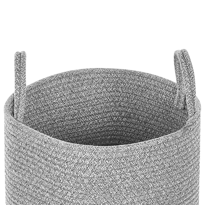 Handmade Grey Cotton Baskets Set Of 2 With Handles