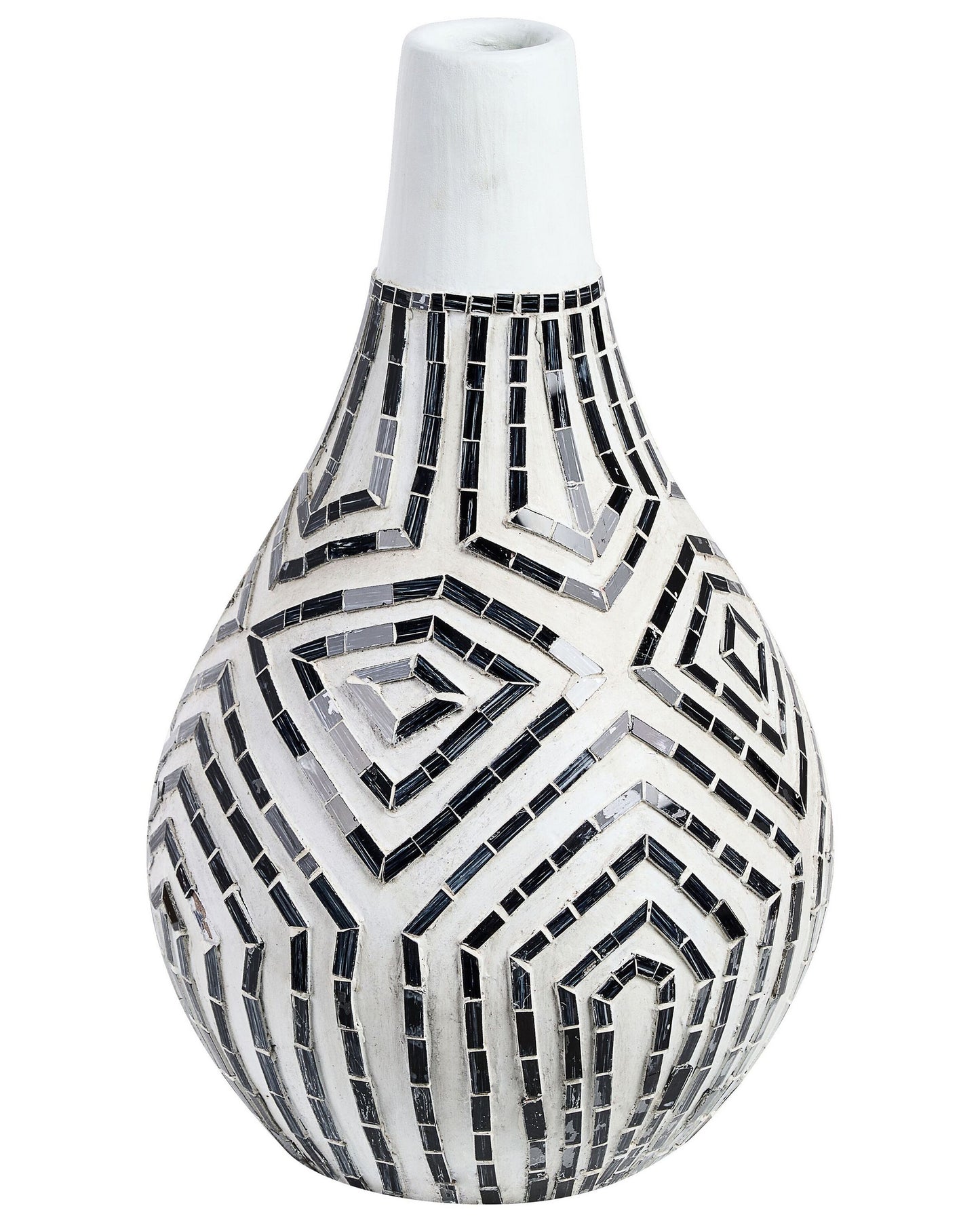 Arden Home Vase Black And White Terracotta Stoneware With Glass Inlay