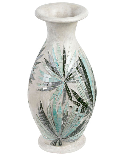 Decorative Vase Off White Terracotta Stoneware Mosaic Floor Vase For Dried Flowers