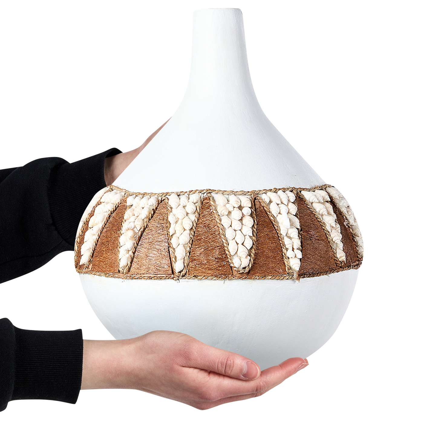 Handmade White Terracotta Vase 33cm Rustic Boho Home Decor Statement Piece