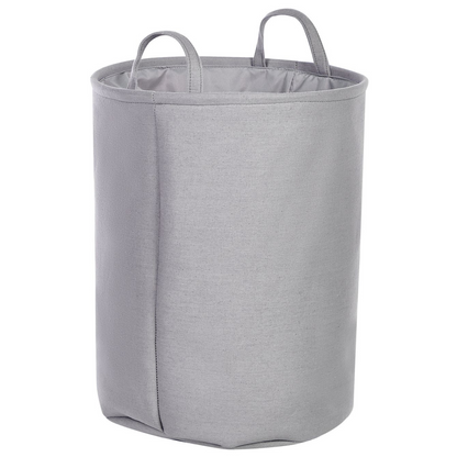 Grey Drawstring Storage Baskets Set Of 3 In Polyester Cotton For Laundry