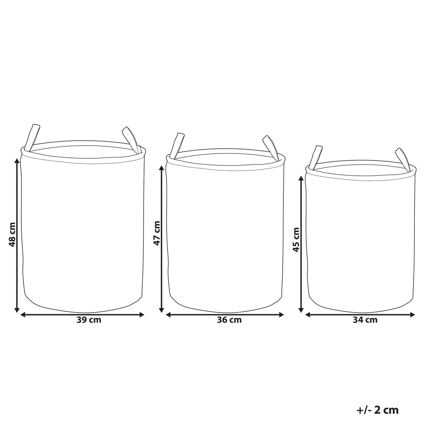 Pink 3-Piece Storage Baskets With Drawstring Covers