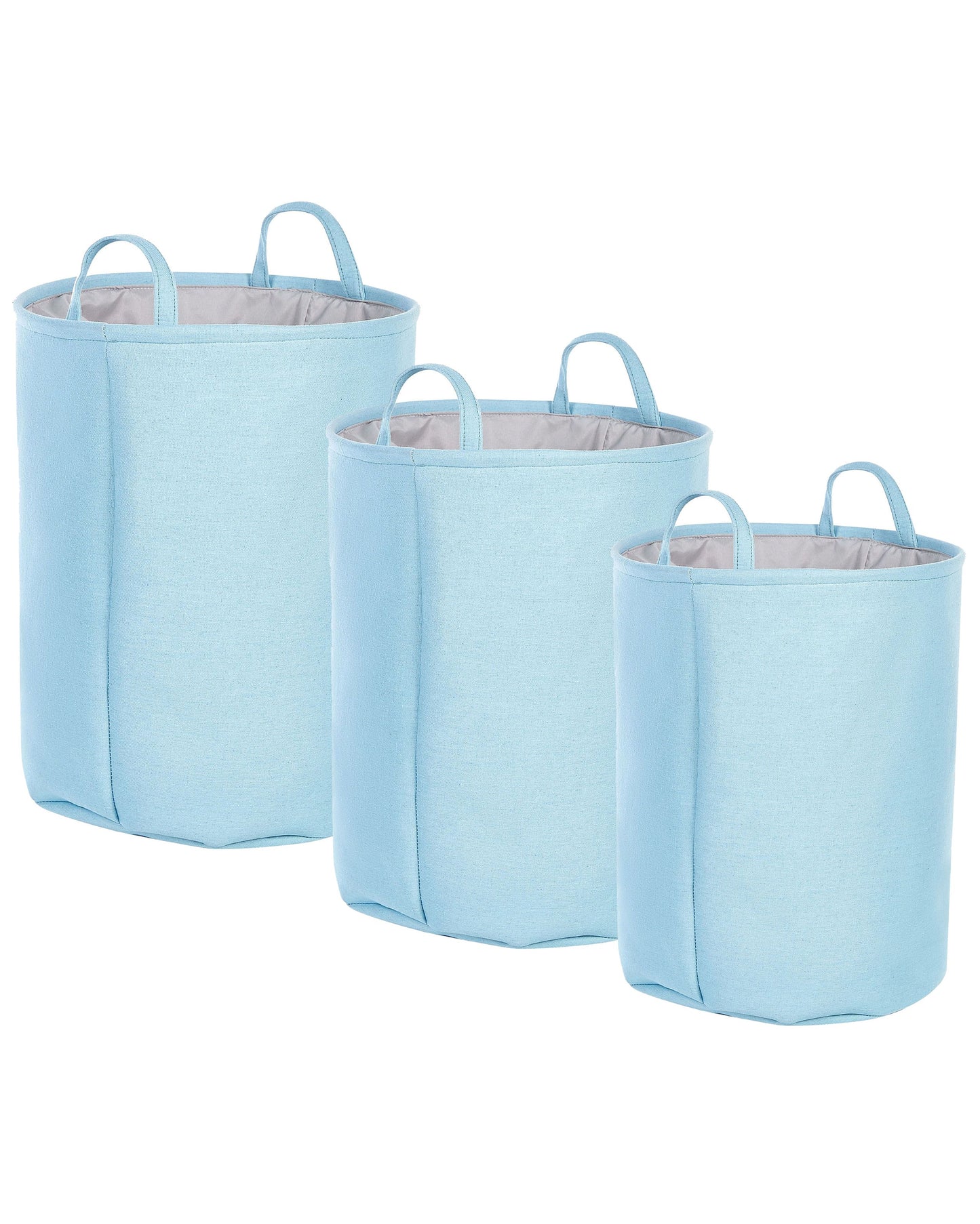 3 Pack Drawstring Storage Baskets With Covers In Blue