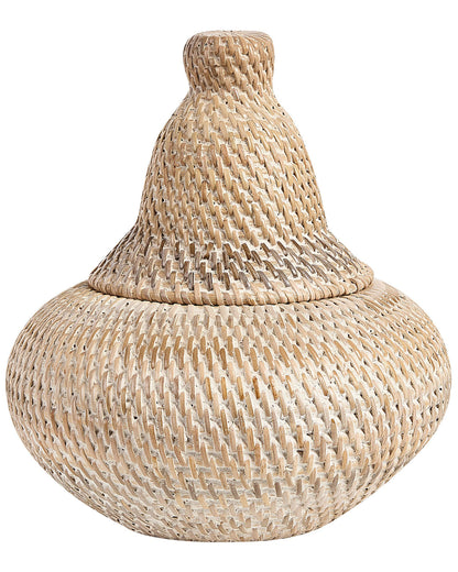 Basket Natural Rattan Painted 25cm Storage With Lid Boho