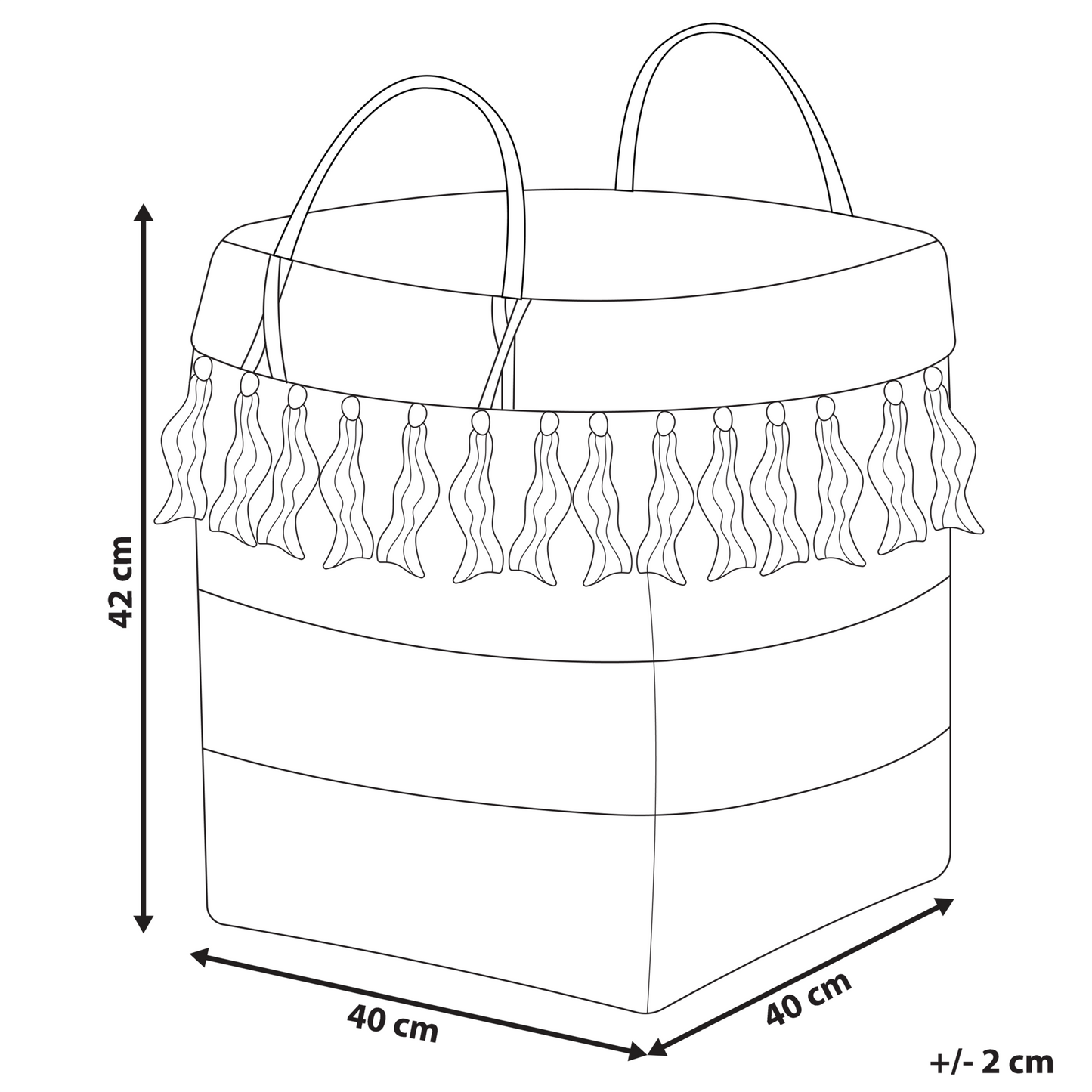Bamboo Basket 42cm Natural With Blue Pattern And Handles