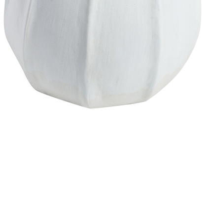 White Terracotta Vase With Rattan Neck