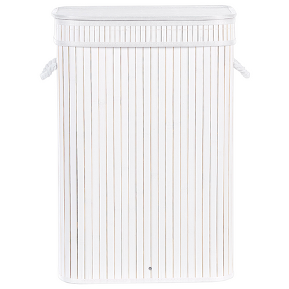 Bit Laundry Basket White Bamboo Insert with Removable Lid and Handles