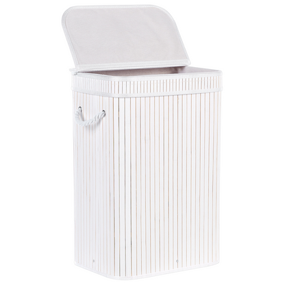Bit Laundry Basket White Bamboo Insert with Removable Lid and Handles