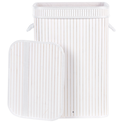 Bit Laundry Basket White Bamboo Insert with Removable Lid and Handles