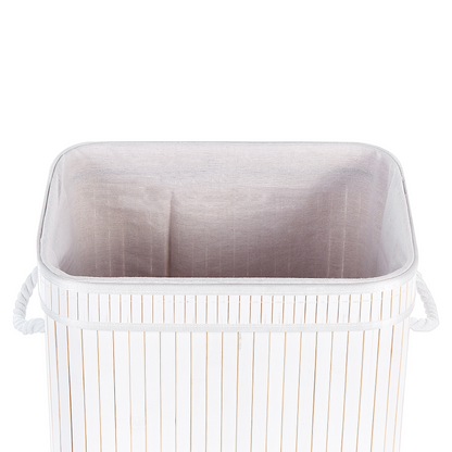 Bit Laundry Basket White Bamboo Insert with Removable Lid and Handles