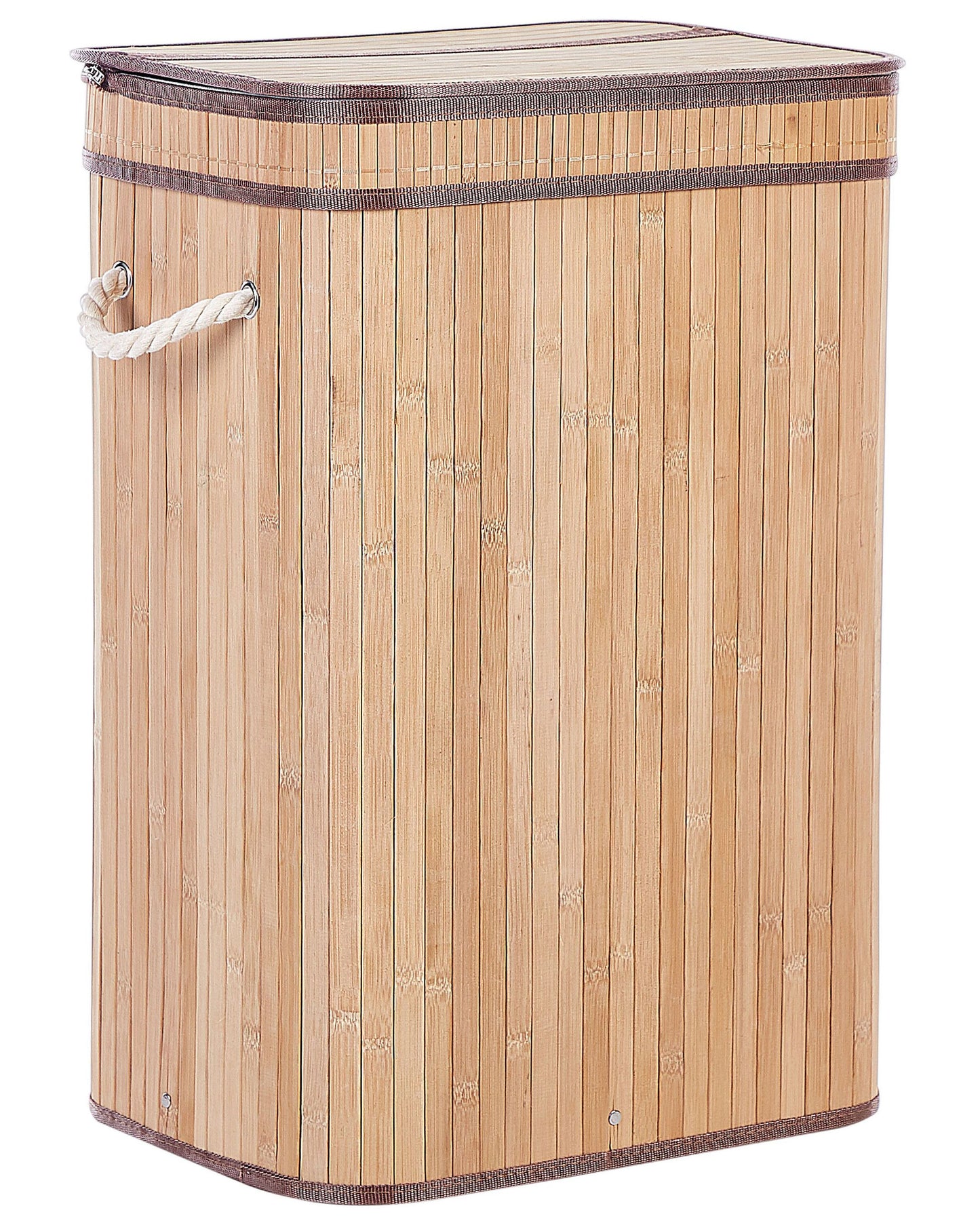 Bit Laundry Basket Light Brown Bamboo Polyester Insert With Removable Lid Handles Modern Design Multifunctional