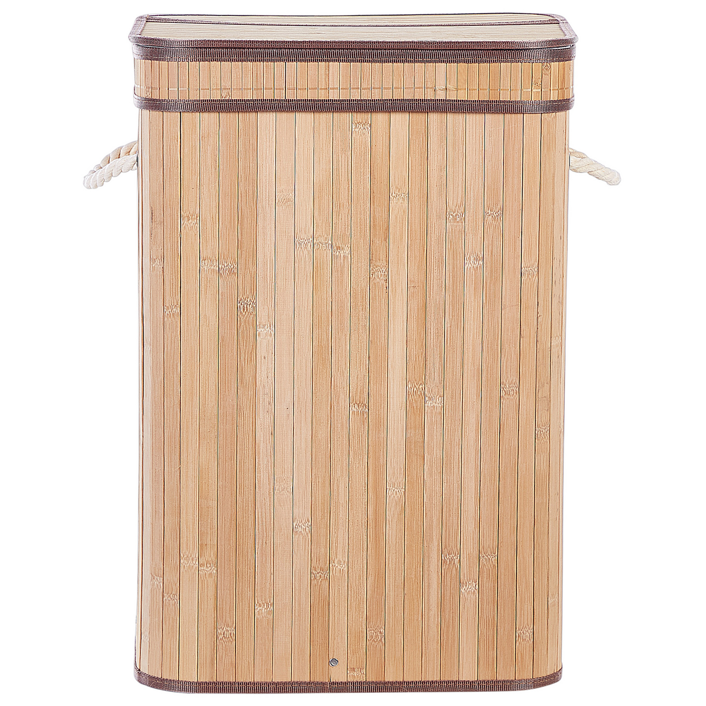 Bit Laundry Basket Light Brown Bamboo Polyester Insert With Removable Lid Handles Modern Design Multifunctional