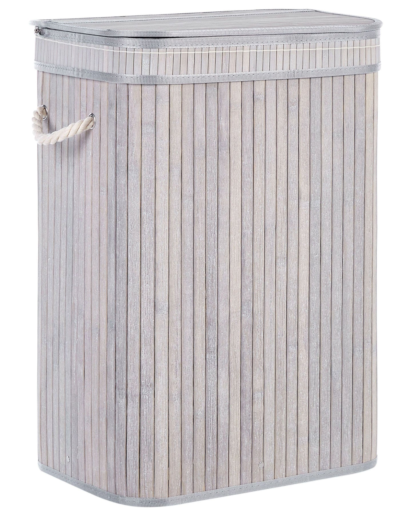 Bit Grey Laundry Basket With Bamboo Insert And Removable Lid