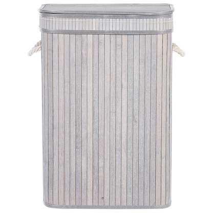 Bit Grey Laundry Basket With Bamboo Insert And Removable Lid