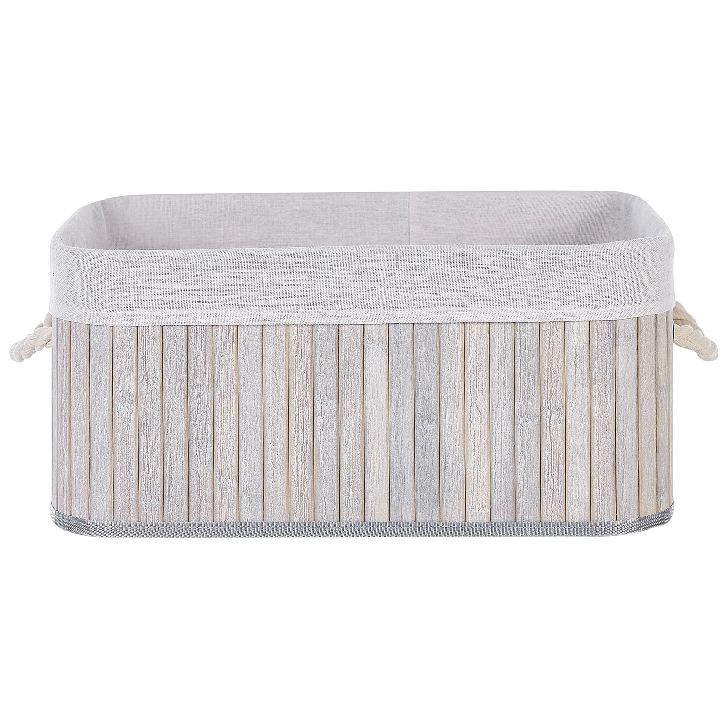 5 Piece Grey Bamboo Storage Baskets Set In Various Sizes With Polyester Handles Modern Home Organization