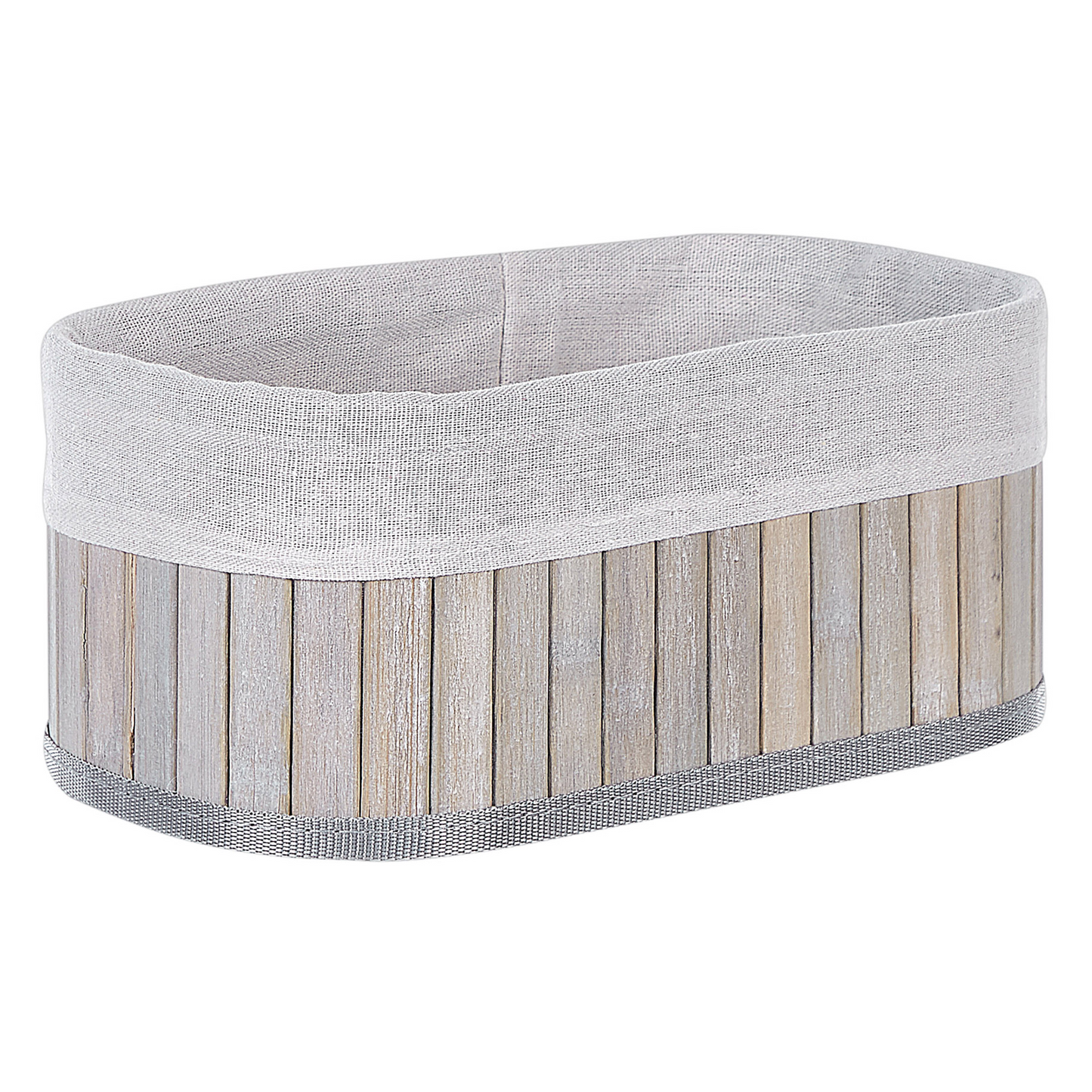 5 Piece Grey Bamboo Storage Baskets Set In Various Sizes With Polyester Handles Modern Home Organization
