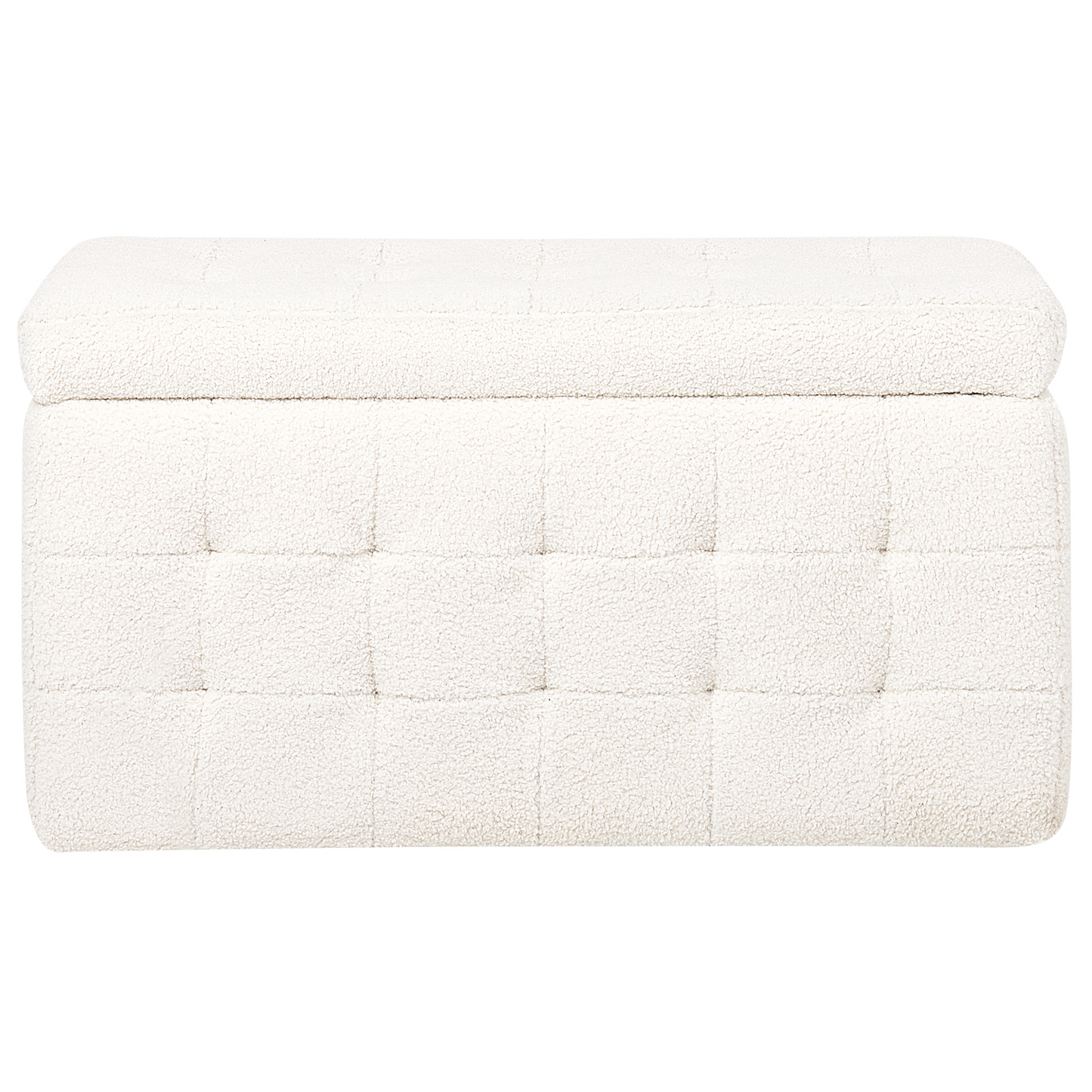 Home White Boucle Tufted Storage Ottoman Bench
