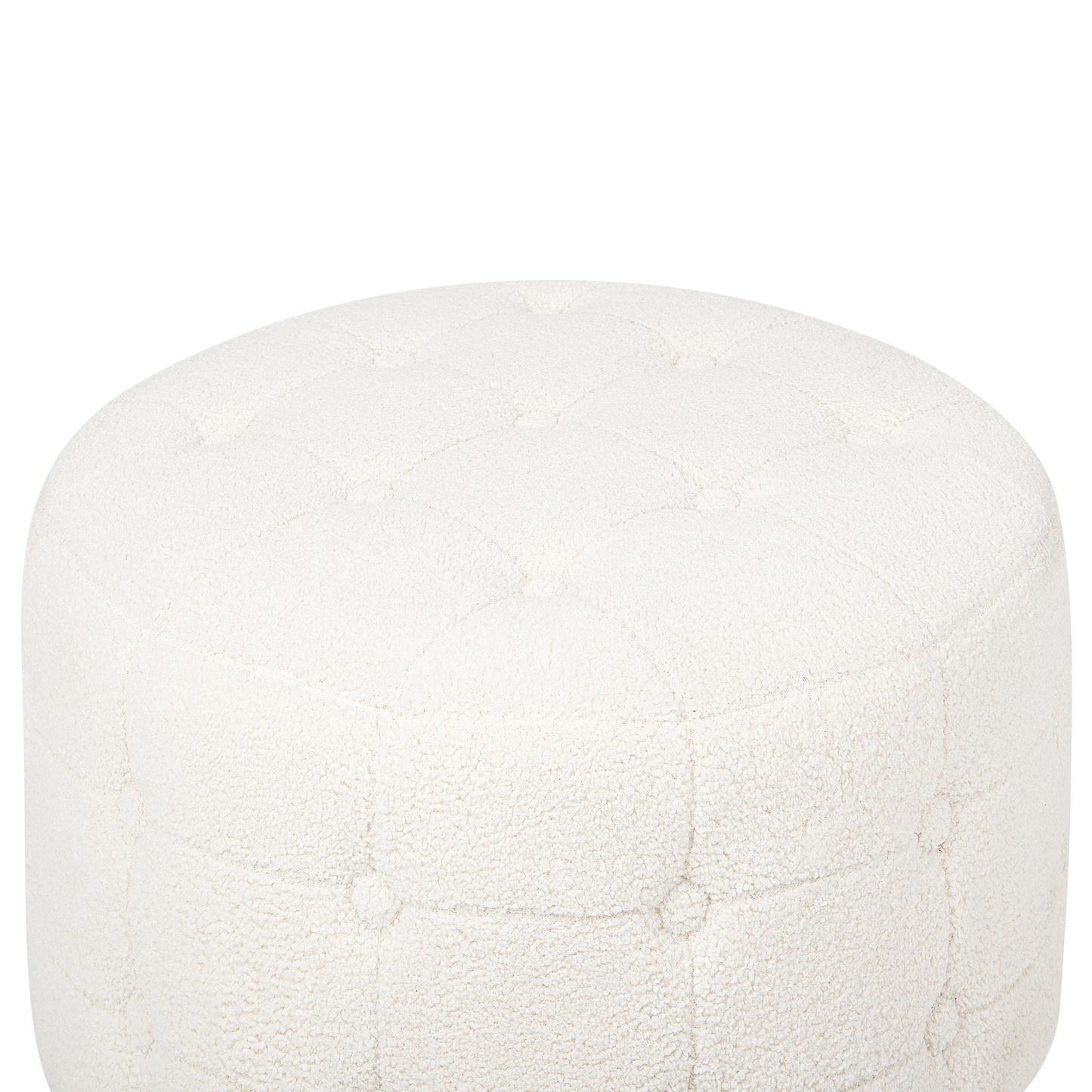 Home White Boucle Round Pouffe Footstool Button Tufted Upholstery Ottomane For Living Room
