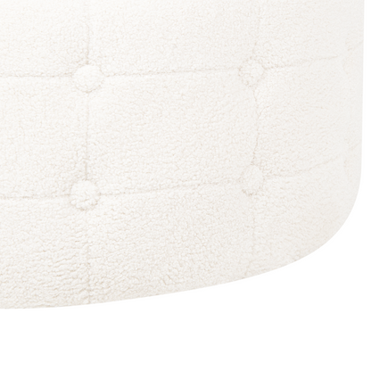 Home White Boucle Round Pouffe Footstool Button Tufted Upholstery Ottomane For Living Room