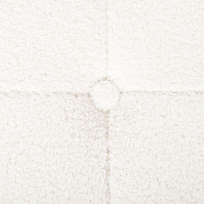 Home White Boucle Round Pouffe Footstool Button Tufted Upholstery Ottomane For Living Room
