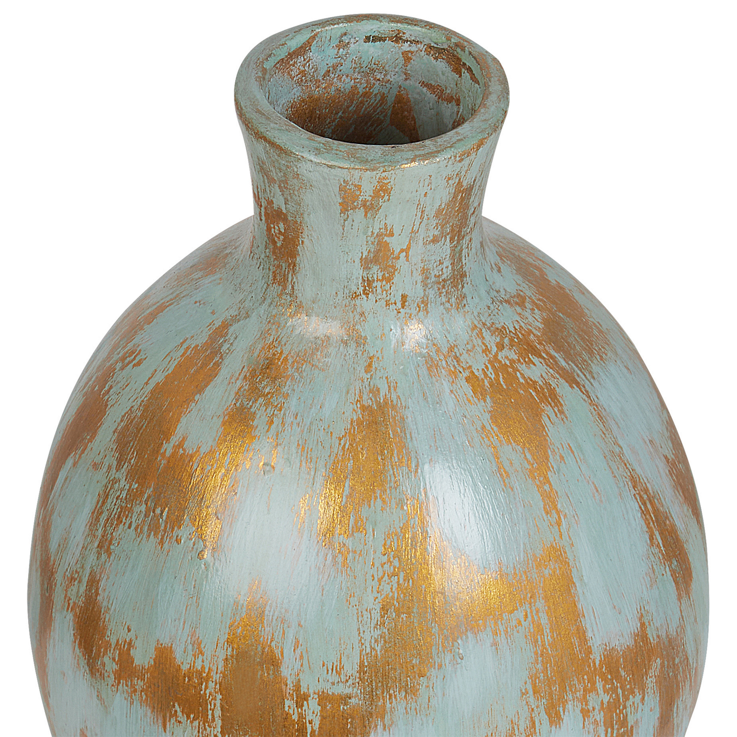 Decor Decorative Vase Blue And Gold Terracotta With Distressed Aged Finish