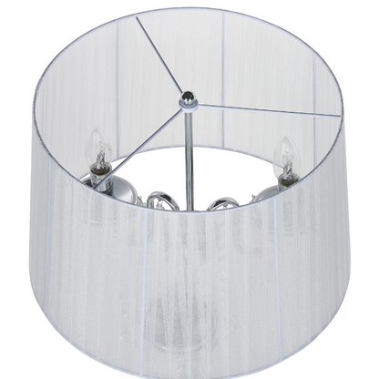 Glamora Floor Lamp White Polycotton 170cm Drum Shade Crystal Beads