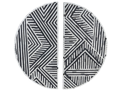 Glass Half Circle Wall Art Geometric Black White Minimalist