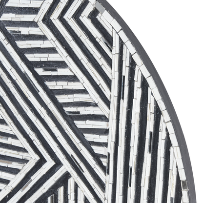 Glass Half Circle Wall Art Geometric Black White Minimalist