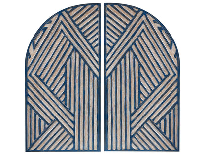 BrandName Window Shaped Wall Decor Dark Blue MDF Carved Pattern