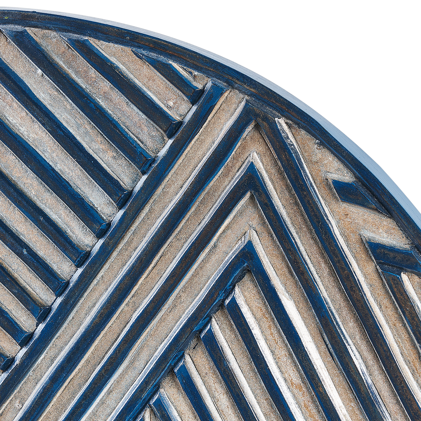 BrandName Window Shaped Wall Decor Dark Blue MDF Carved Pattern