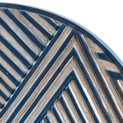 BrandName Window Shaped Wall Decor Dark Blue MDF Carved Pattern