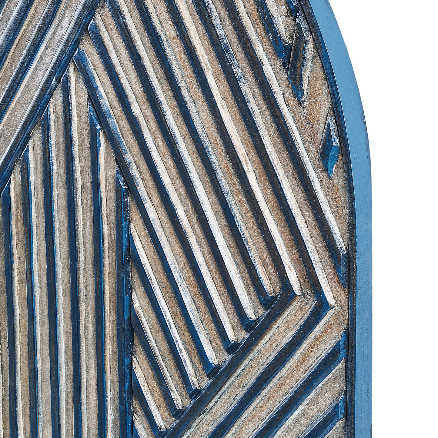 BrandName Window Shaped Wall Decor Dark Blue MDF Carved Pattern