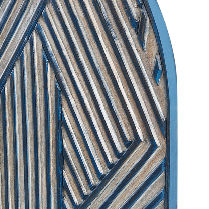 BrandName Window Shaped Wall Decor Dark Blue MDF Carved Pattern