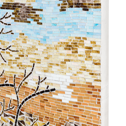 Mosaic Glass Wall Decor Nature Motif Handmade Minimalist
