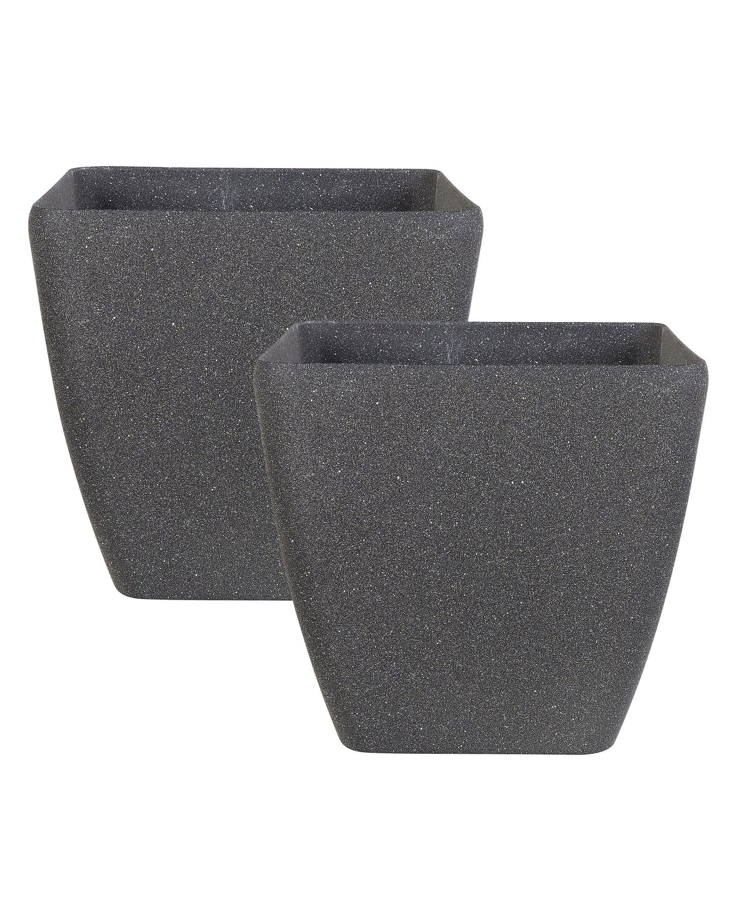 2 Pack Square Plant Pots 34cm Polyresin UV Resistant Grey