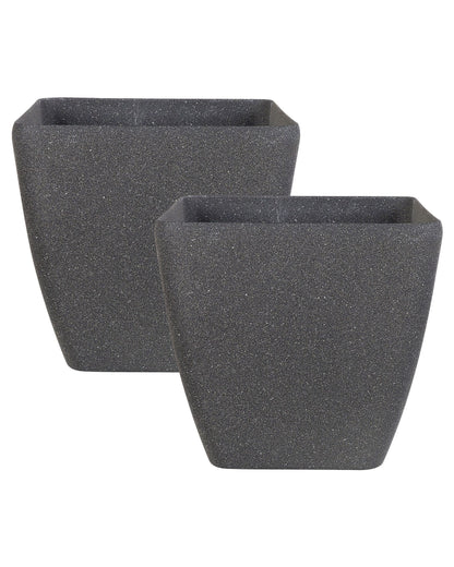 Set Of 2 Dark Grey Square Plant Pots 42 x 42cm UV Resistant