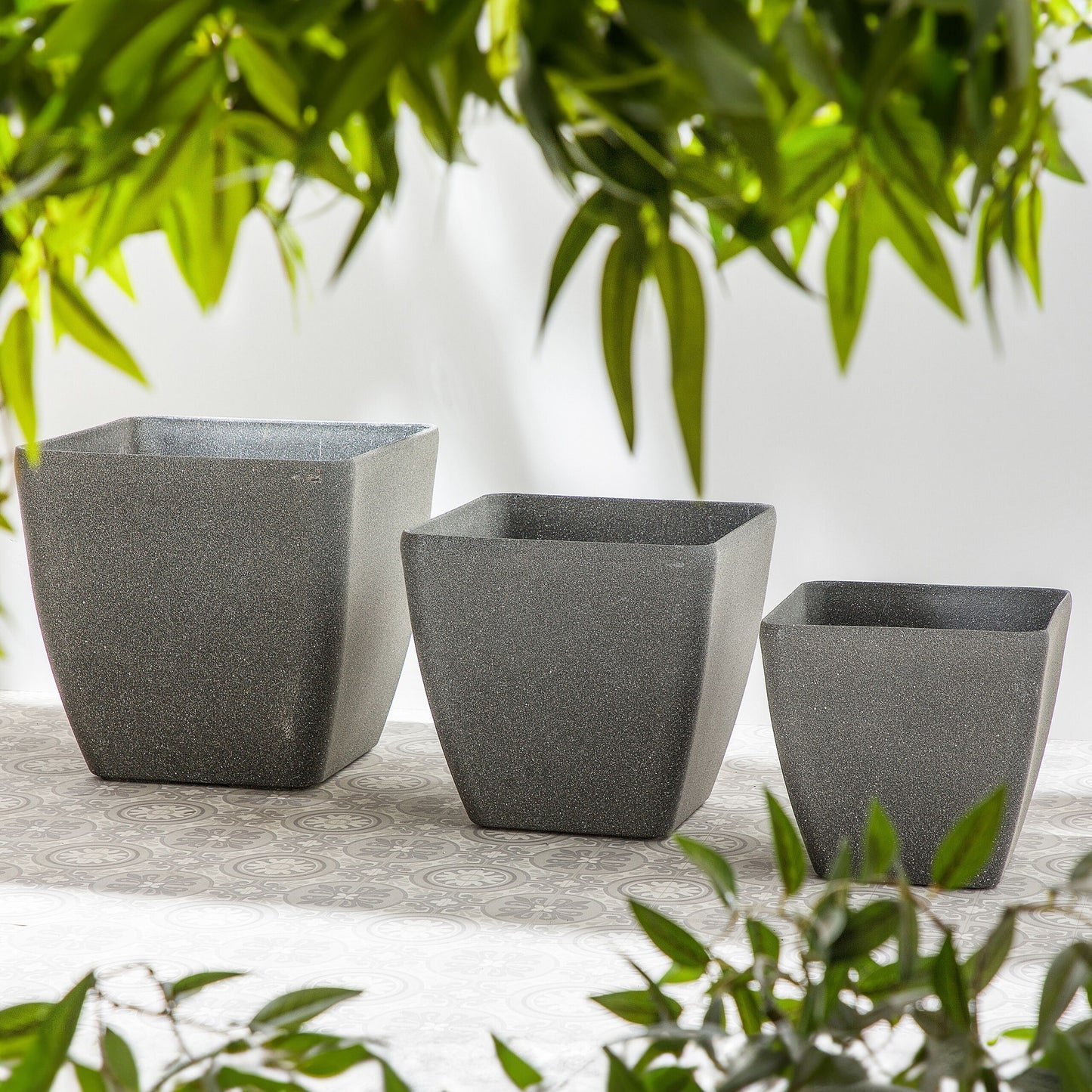 Planters 2 Pack Square Dark Grey 49 x 49cm UV Resistant