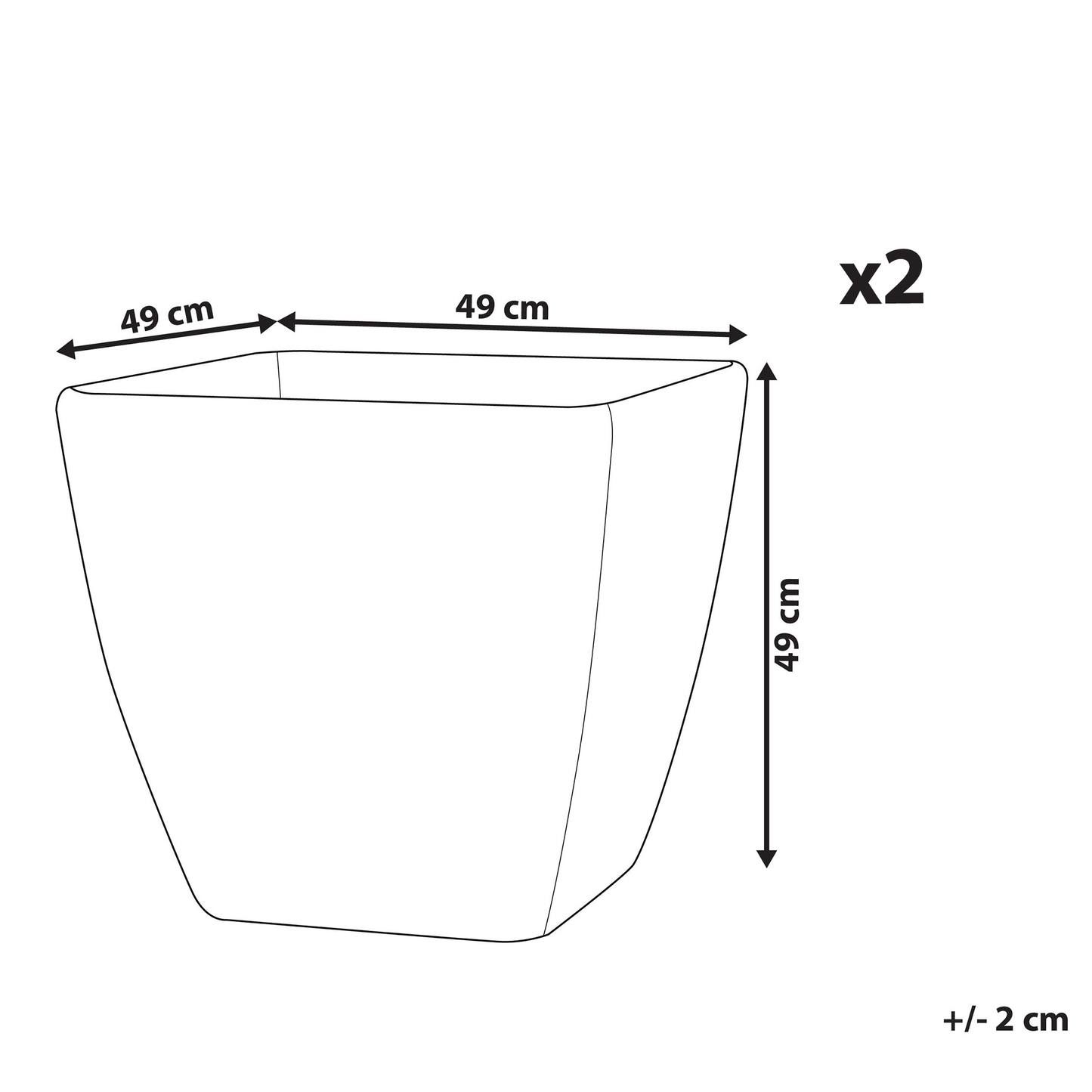 Planters 2 Pack Square Dark Grey 49 x 49cm UV Resistant