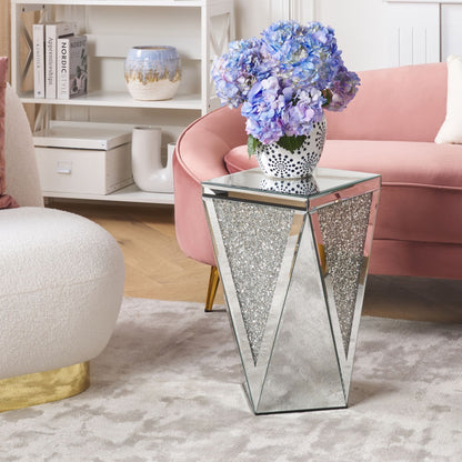 Design Silver Glass Mirrored Bedside Table 30 x 30cm