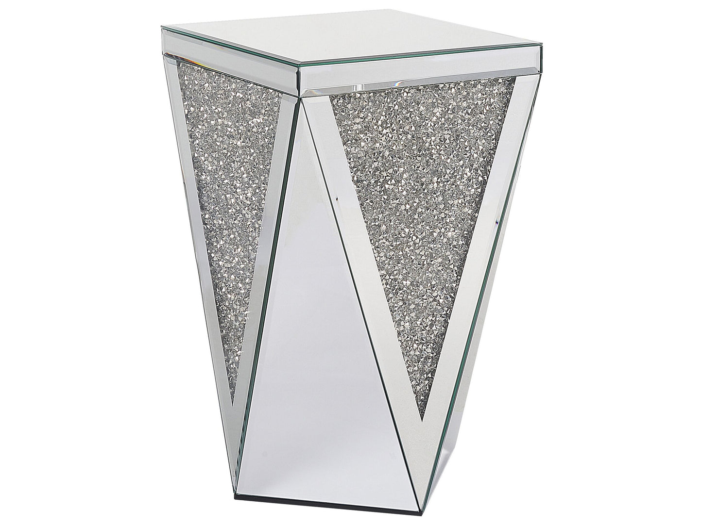 Design Silver Glass Mirrored Bedside Table 30 x 30cm