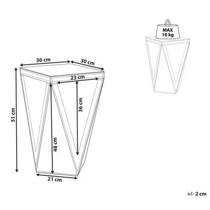Design Silver Glass Mirrored Bedside Table 30 x 30cm