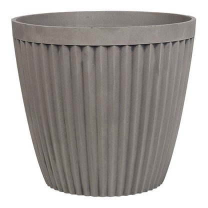Taupe Stone Planters Set Of 2 36cm Round All Weather Outdoor Pots For Indoor Use