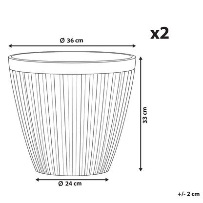 Taupe Stone Planters Set Of 2 36cm Round All Weather Outdoor Pots For Indoor Use
