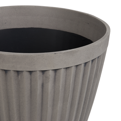 Taupe Stone Planters Set Of 2 36cm Round All Weather Outdoor Pots For Indoor Use
