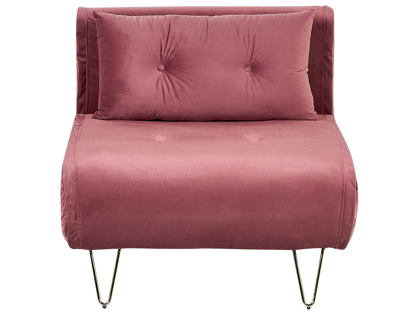 Pink Velvet 1 Seater Sofa Bed Fold-Out Sleeper Gold Legs