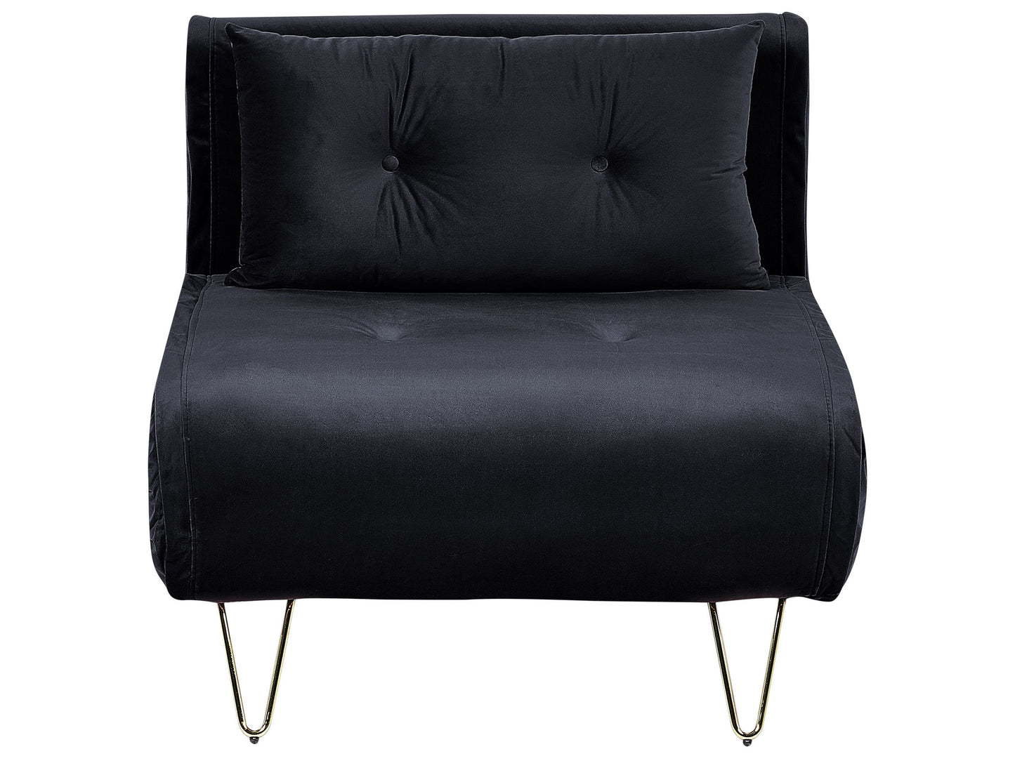 Velvet Small 1 Seater Sofa Bed Black With Gold Legs