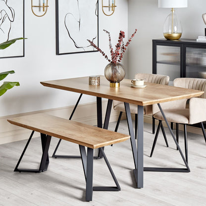 BrandName Light Brown Nordic Bench With MDF Top Black Metal Legs
